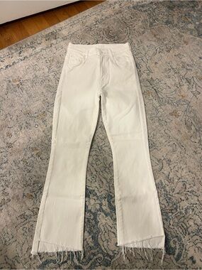 MOTHER White Insider Crop Step Fray Jeans
